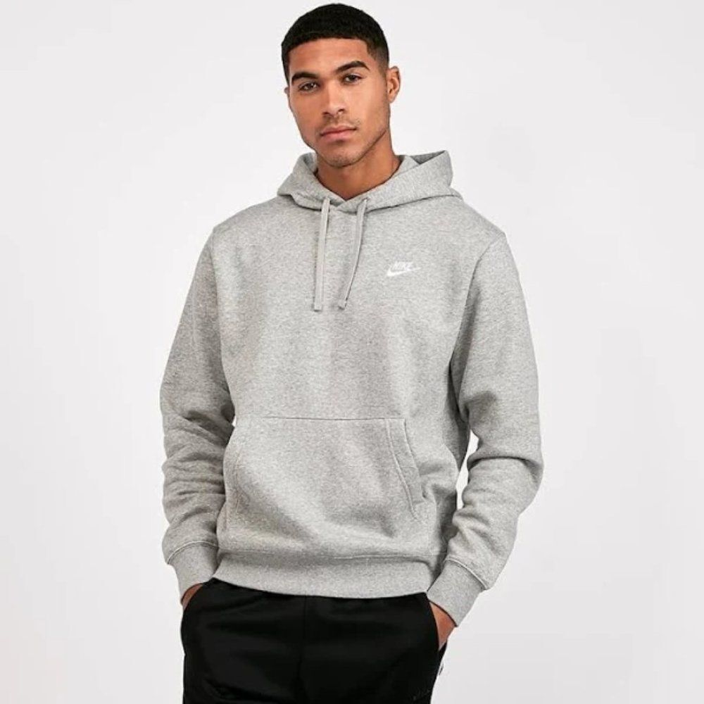 Nike Pull Over Hoodie, Dark Grey Heather/White, Small-T - BV2654-063